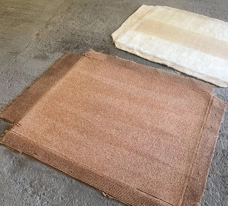 Carpet colour samples demonstrating professional colour repair and dyeing