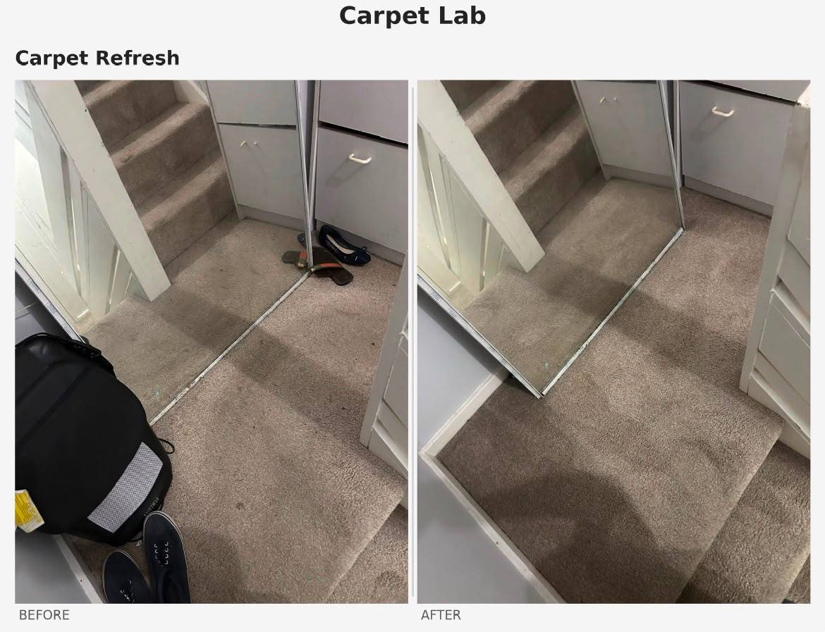 Freshly cleaned landing carpet