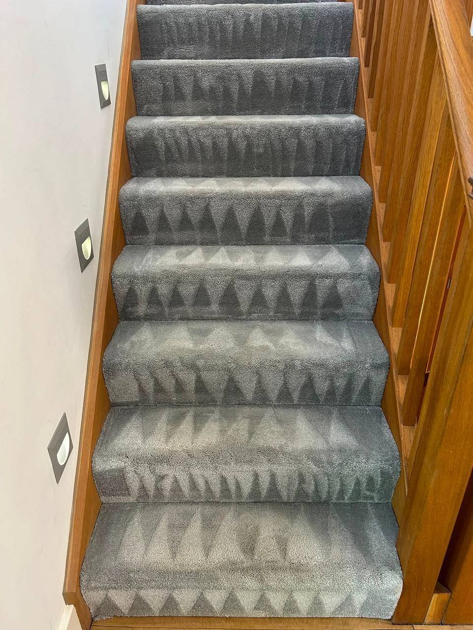 Carpeted staircase after a professional deep clean