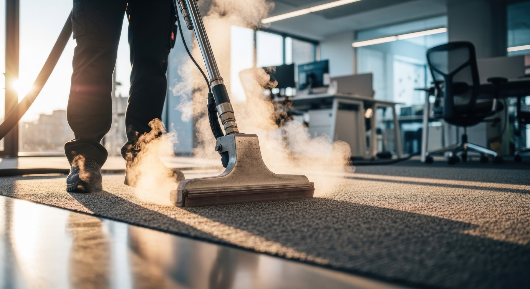 Professional extraction cleaning in a modern office